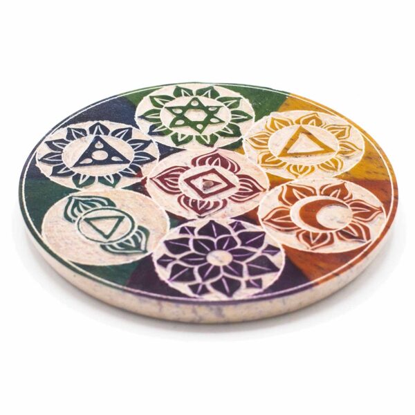 Queimador de Incenso em Disco de Pedra-Sabão - Sete Chakras - Image 3