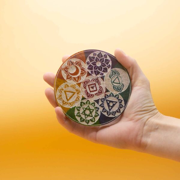 Queimador de Incenso em Disco de Pedra-Sabão - Sete Chakras - Image 2