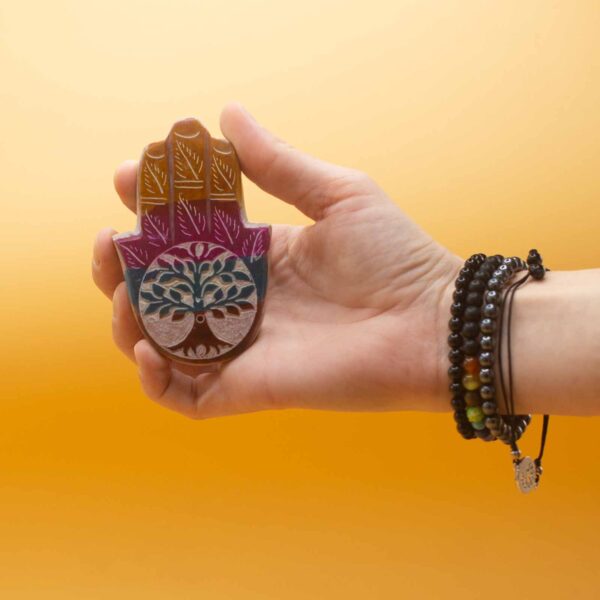 Queimador de Incenso Hamsa em Pedra-Sabão - Árvore da Vida - Image 2
